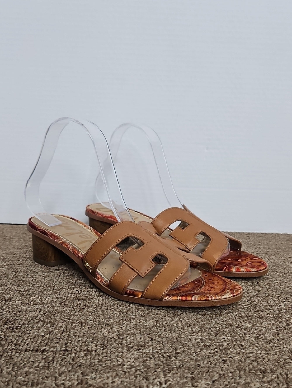 Sam Edelman Illie Slides Sandals Gold Brown Paisley Sz 9.5 Womens - Picture 1 of 9